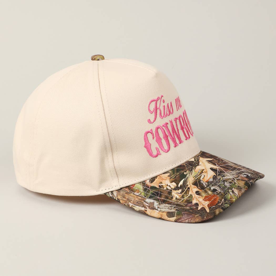 Fashion City - Wholesale Baseball Cap - Unisex - Kiss Me Cowboy Embroidery Two-Tone Cap15