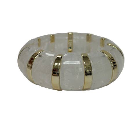 Simply Jewels - Wholesale Bangle Bracelet - Marble effect red stretch resin bangle bracelet ✦ BR-20134