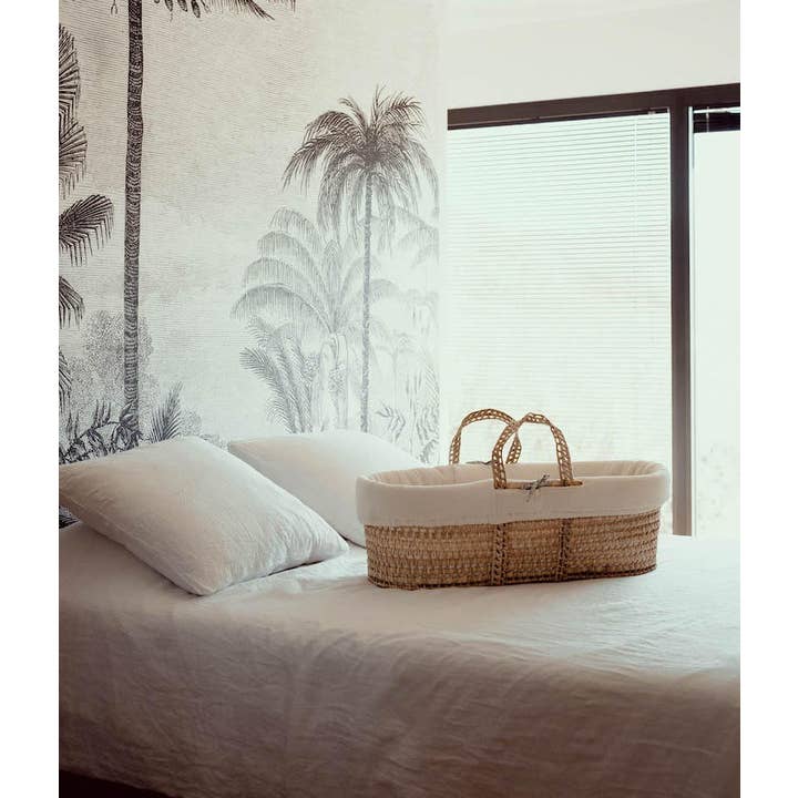 Manufacture des bébés français - Wholesale Wieg - Baby - Ecru wiegmand van met de hand gevlochten palmblad4