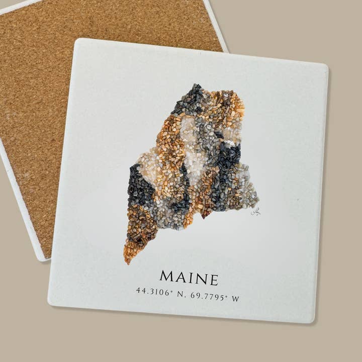 Coaster | State of Maine Ceramic Stone Coaster for wholesale by Coastal art co.