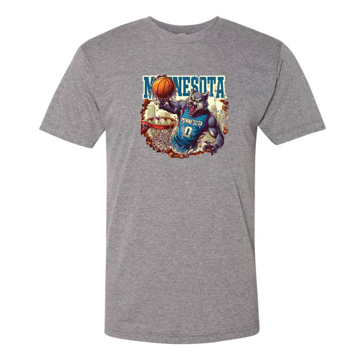 Basketball Wolf Minnesota T-shirt in de stijl van de jaren 90 voor wholesale door Minnesota Awesome
