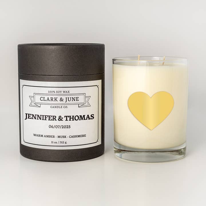 Wedding Favor Custom11oz Soy Custom Candle Gift for wholesale by Clark & June Candle Co.