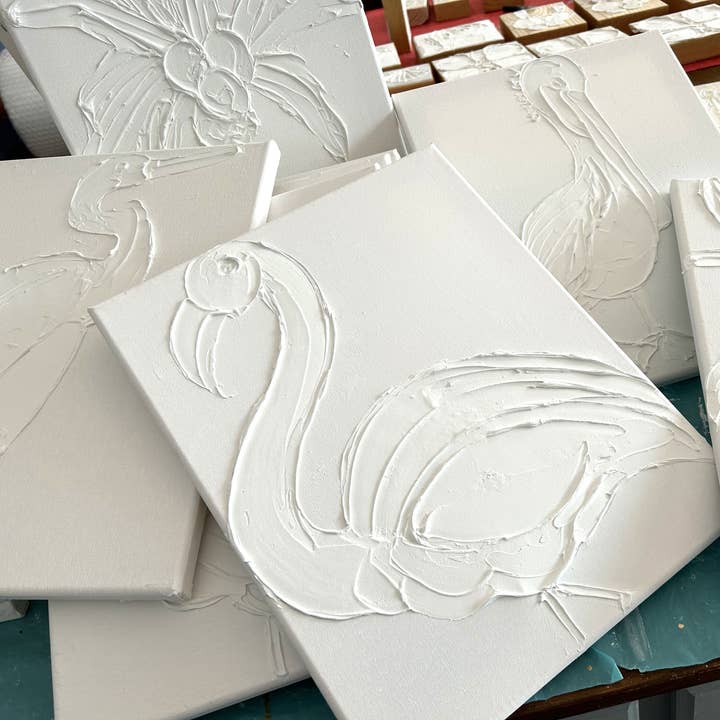 Coddiwomple - Wholesale DIY Craft Kit - Paint Your Own Canvas coastal oyster pelican flamingo turtle
