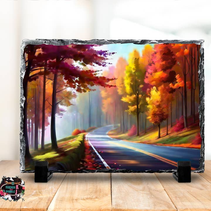 Fall Scene Rock Photo Slate for wholesale by Rockin K and Double J
