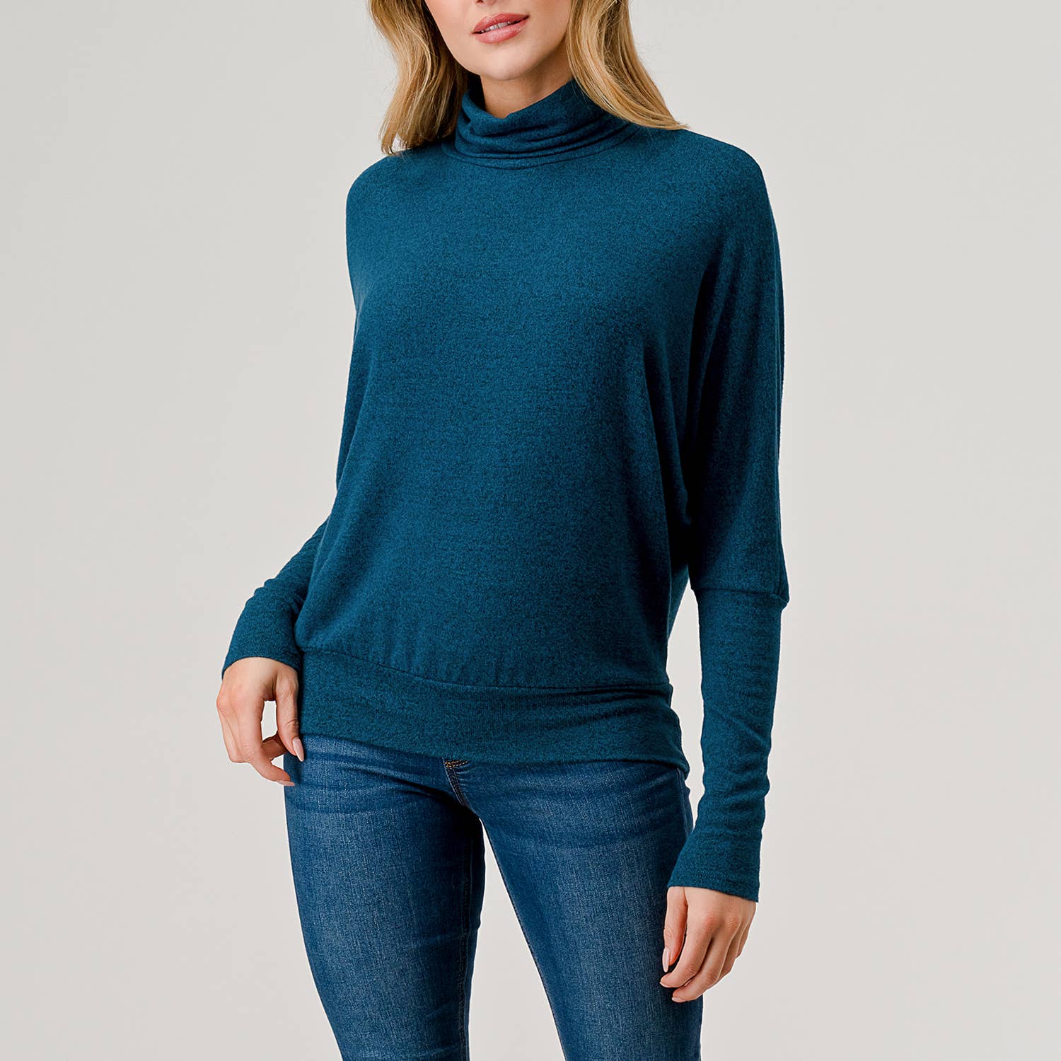 Heimious - Vente Haut en maille – femme - Haut en tricot brossé à manches longues et col roulé, T5341