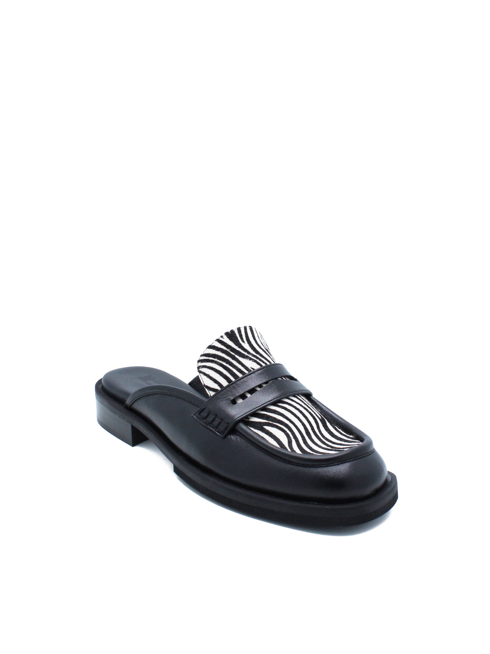 JJ HEITOR SHOES – Engroshandel Tøfler - Dame – CHICAGO SORT ZEBRA MULE3