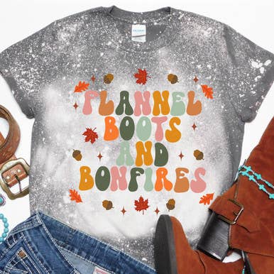 Flannel Boots and Bonfires DTF Transfer for wholesale by Trendy Transfers