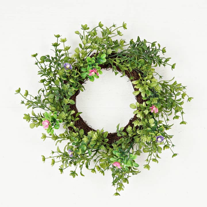 550060-Boxwood Spring blossoms-16in(6)Twig Wreath for wholesale by Holiday Depot Inc.