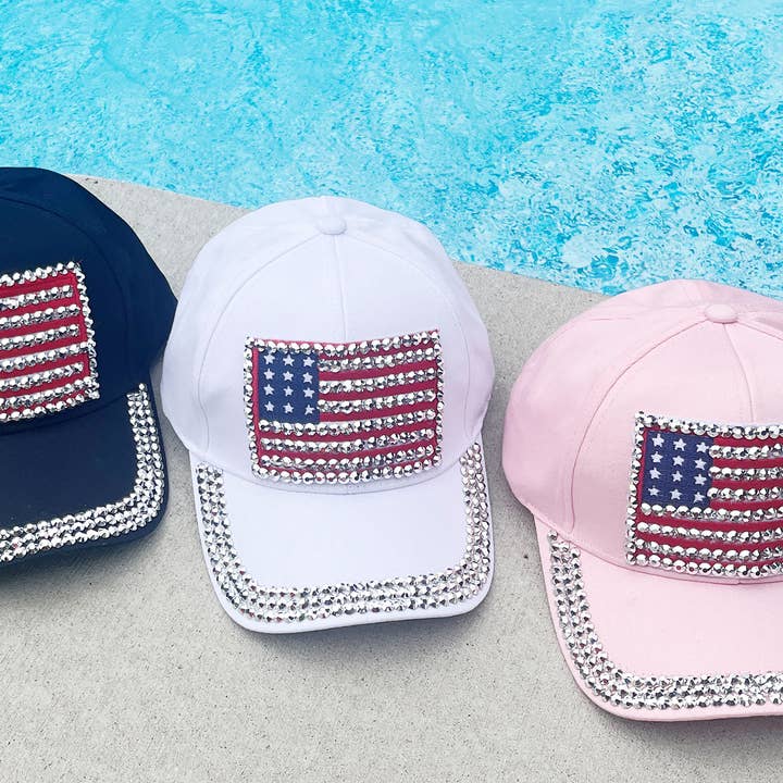 Americana Rhinestone Baseball Cap for wholesale by Grand Sierra