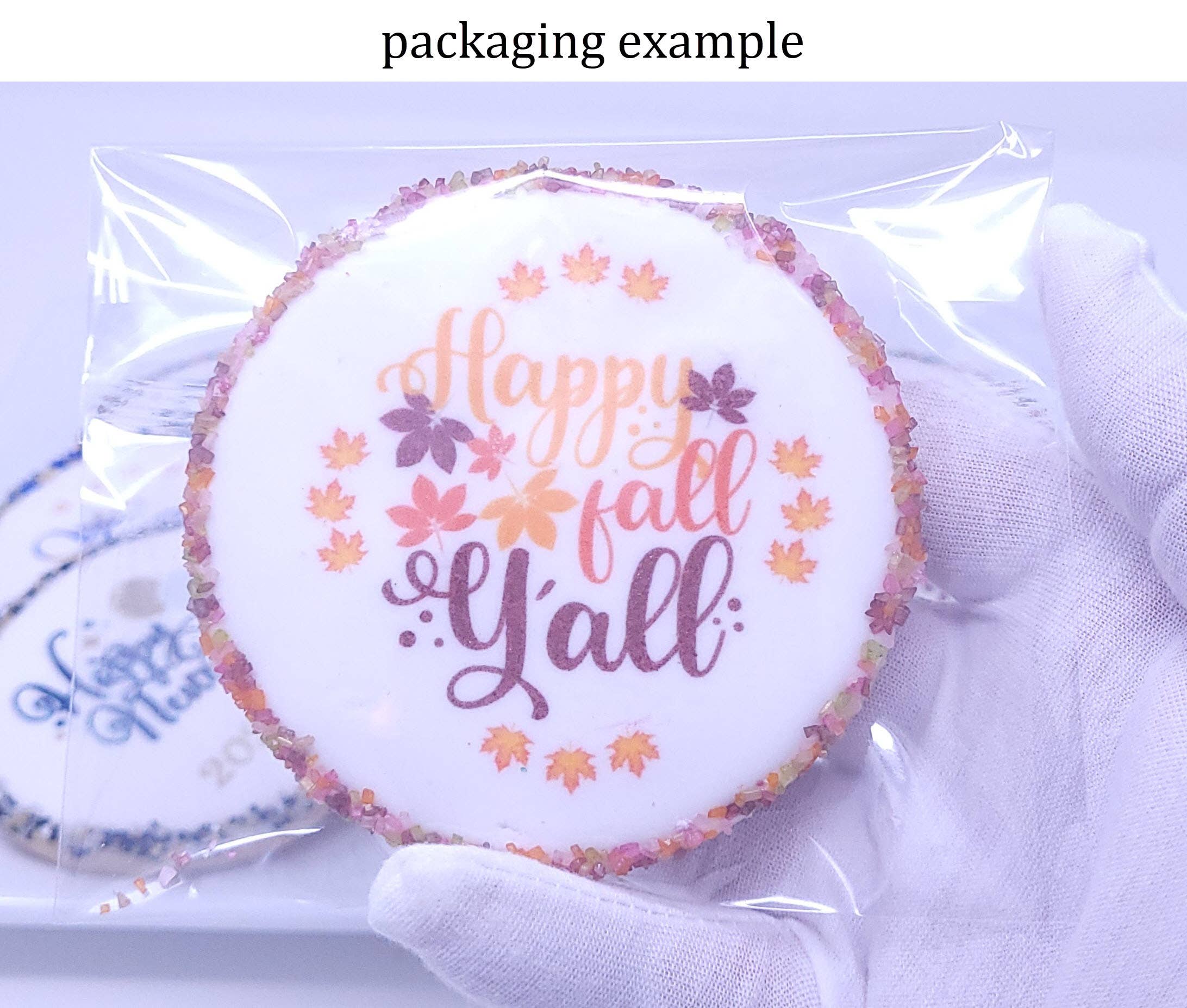 Wild Angel Treats, LLC - Wholesale Koekje - Herfst/Thanksgiving Royal Iced Border Cookie (kies een bericht)2