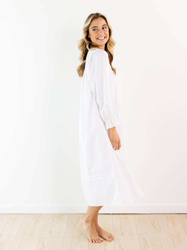 Jacaranda Living - Wholesale Nightgown - Women's - Adelaide White Cotton Nightgown4