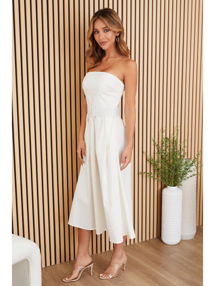 MILIO MILANO - Wholesale Dress - Women's - STRAPLESS MIDI DRESS WITH BELT (700750/6411)5
