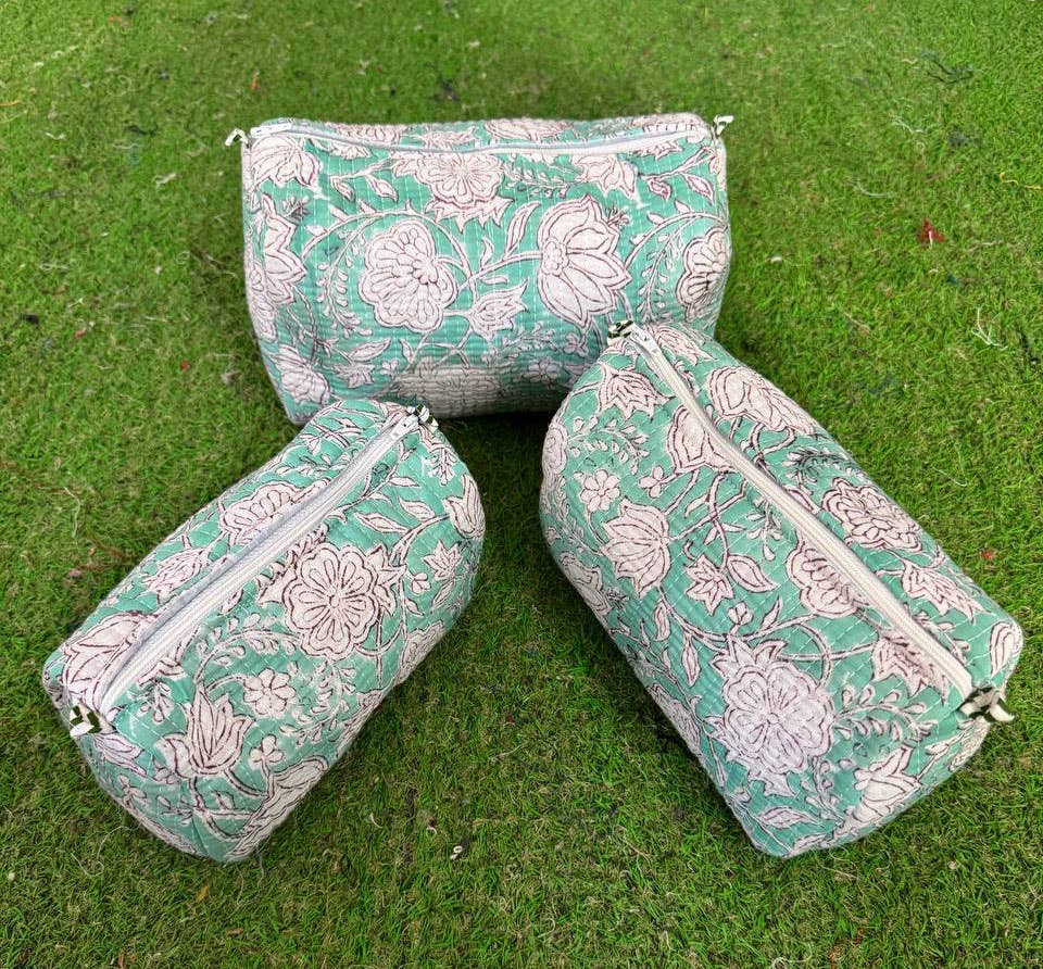 GYPSY STUDIO - Wholesale Makeup/Cosmetic Bag - Stylish Cosmetic Bag Zipper Pouch Block Printed Toiletry Bag3