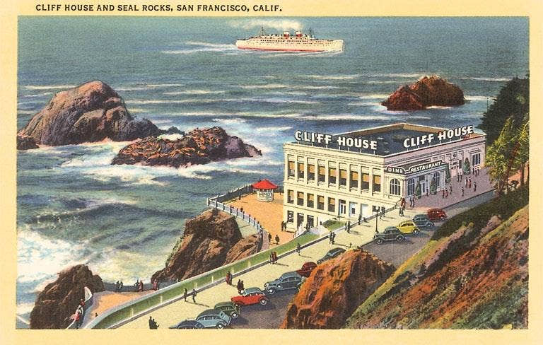 Found Image Press - Wholesale Sticker - Sticker SF-144 Cliff House, Seal Rocks, San Francisco, Calif0