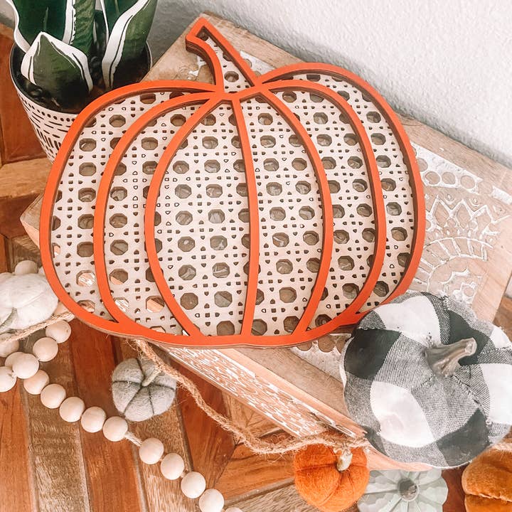 Willie & Dolly Designs - Wholesale Decorative Tabletop Object - Rattan Boho Pumpkin2