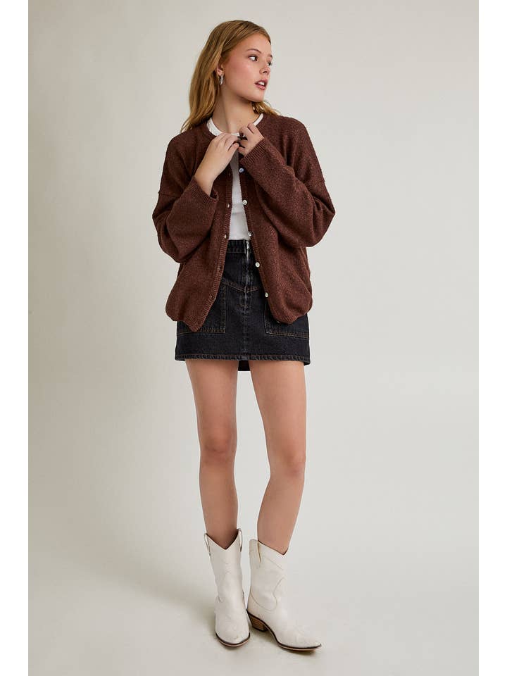 LE LIS - Wholesale Cardigan - Women's - LONG SLEEVE CREW NECK SWEATER CARDIGAN25