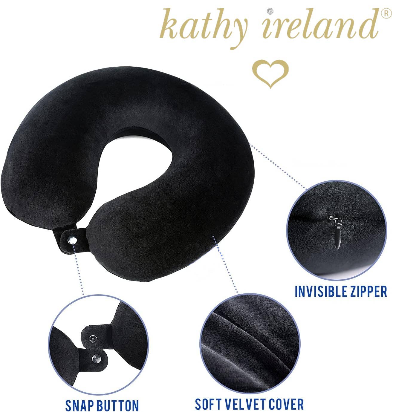 Leluxe Home - Vente Oreiller de voyage - Ensemble oreiller de voyage en mousse à mémoire de forme et masque pour les yeux Kathy Ireland6