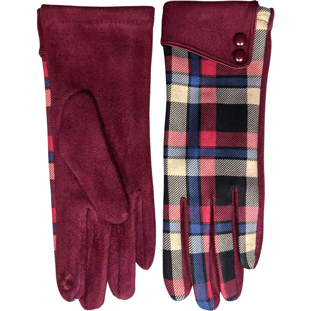 Alba Wholesale – wholesale Gloves – Women's – Check Gloves with Double Button Sleeve2