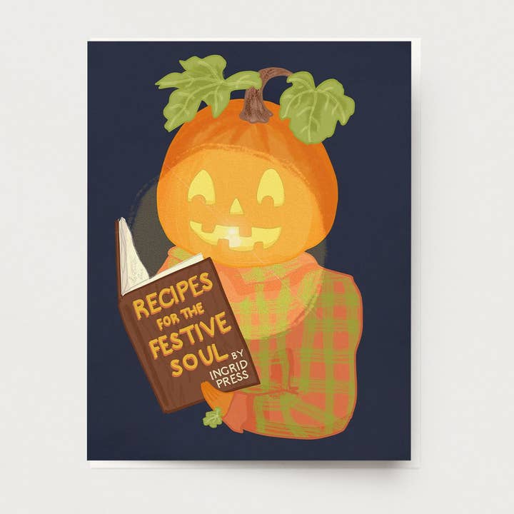 Reading Pumpkin Card HA-108 for wholesale by Ingrid Press