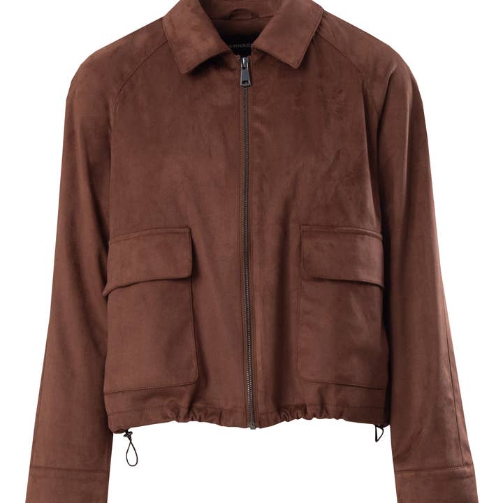 Suede-effect jacket with front pockets 92205 for wholesale by FERRACHE