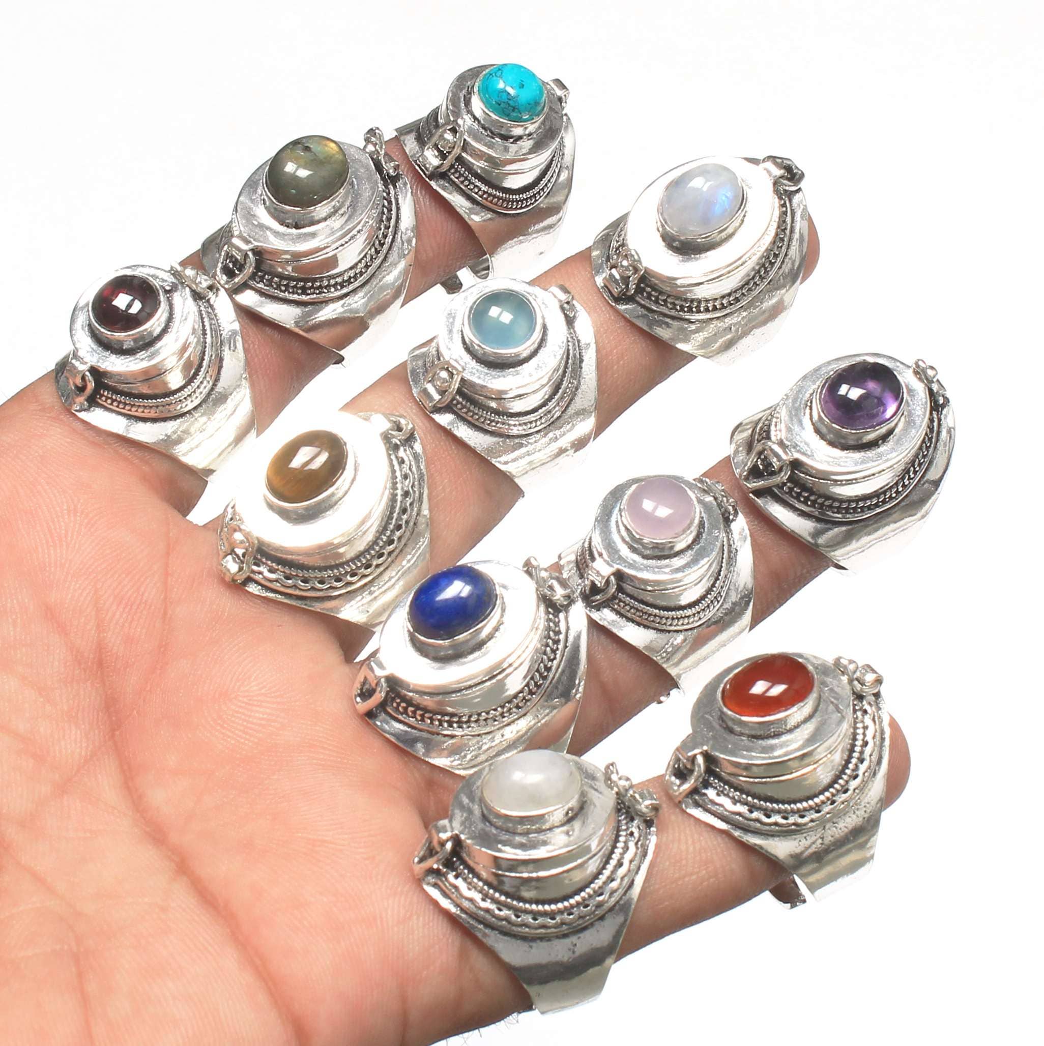 Handmade Jewels - Vendita all'ingrosso Anelli cocktail/statement - Anelli a Scomparto Placcati in Argento Fatti a Mano – Anelli Veleno con Scomparto Nascosto4