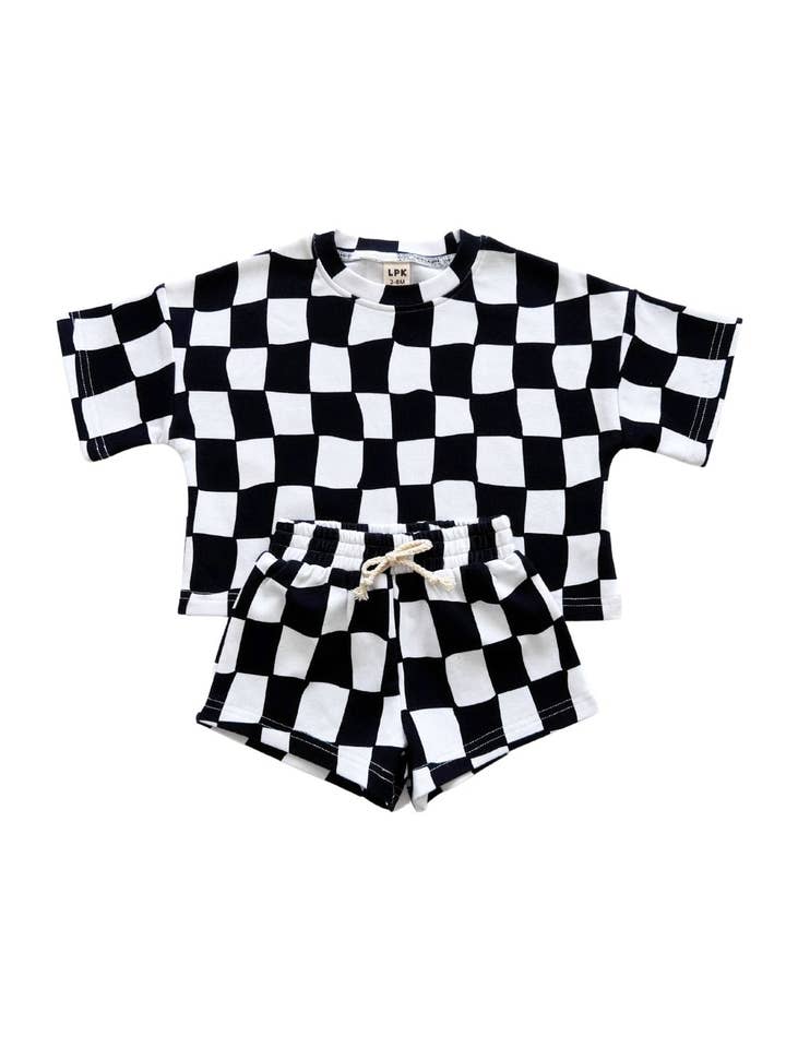 Lucky Panda Kids - Wholesale Top & Short Set - Kids - Shorts Set | Wavy Checkered