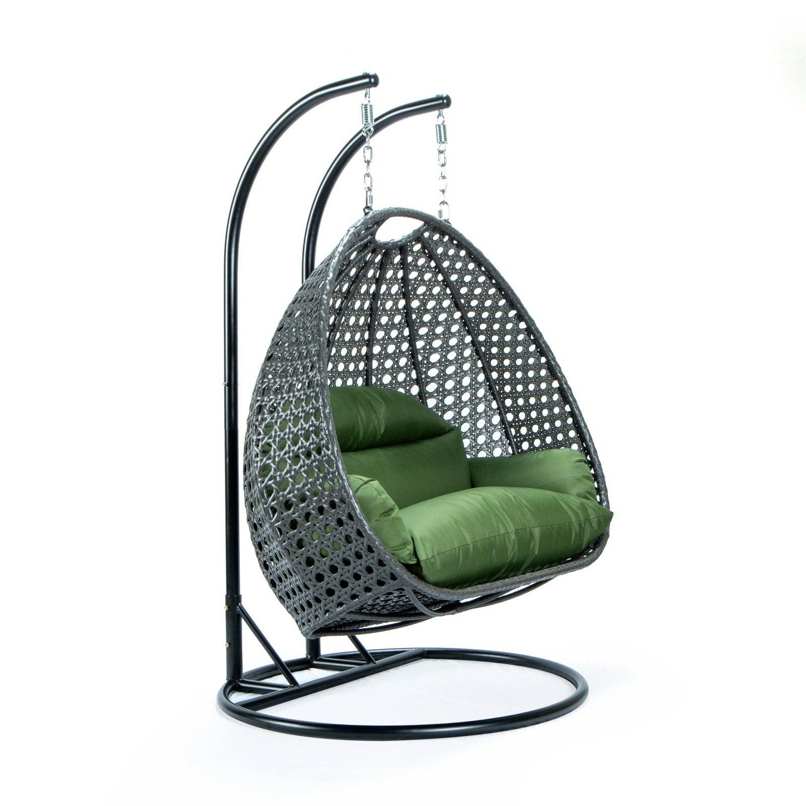 LeisureMod - Wholesale Egg Chair - Modern Charcoal Wicker Hanging Double Seater Egg Swing Chair46