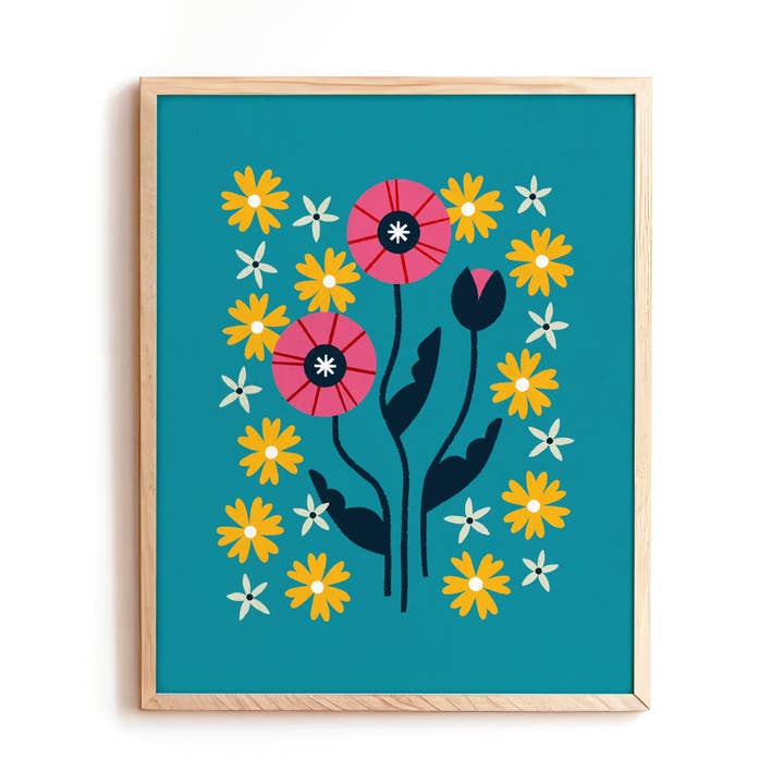 Poppy, Cornflower, Jasmine Print for wholesale by Hideaway House Studio
