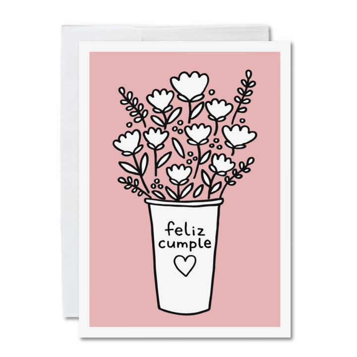 Cartão de aniversário espanhol colorido, vaso de flores por atacado de Calamari Inc.