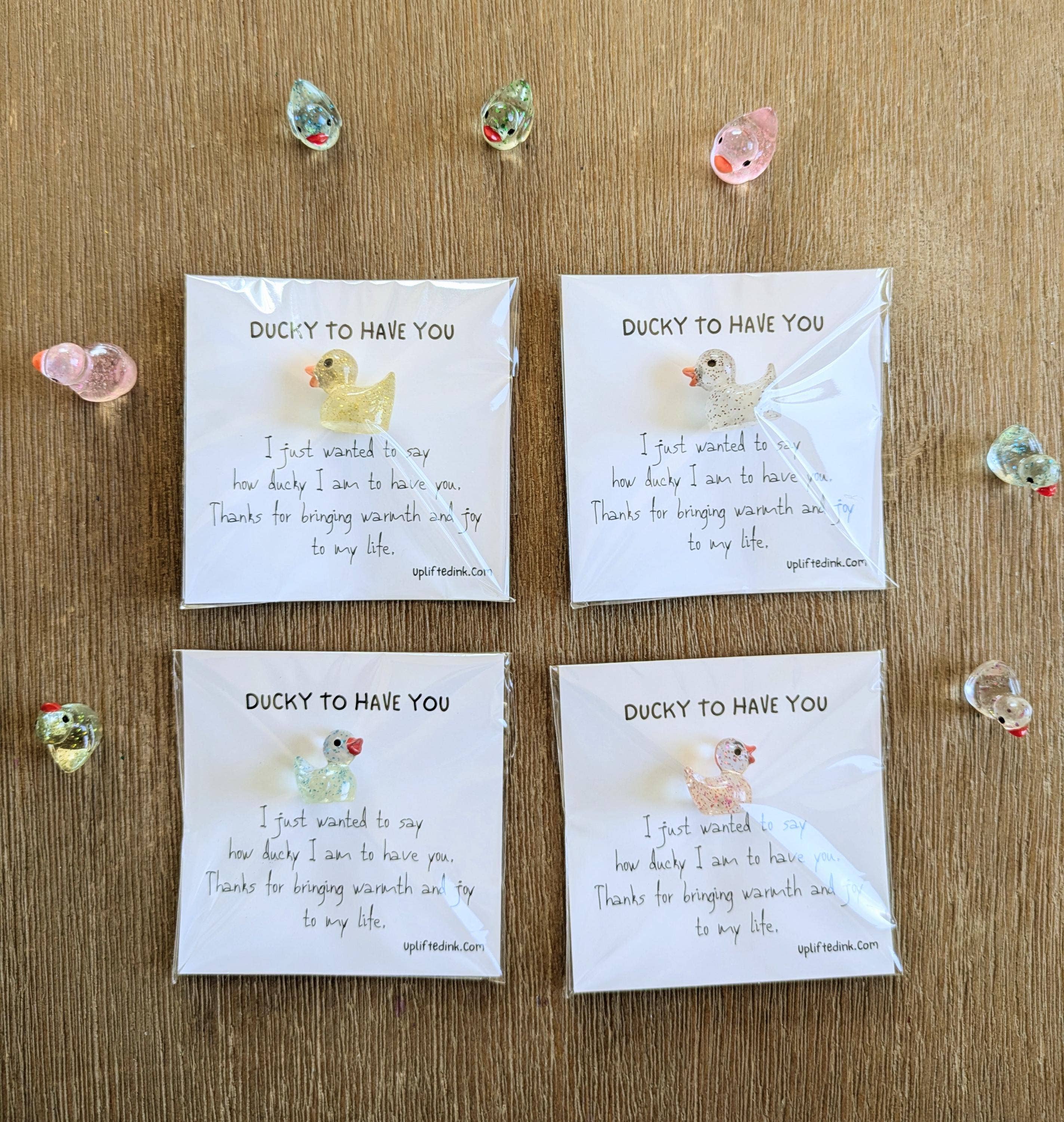 Uplifted Ink - Wholesale Encouragement Card - Ducky to Have You Card with Duck Figurine & Custom Message1