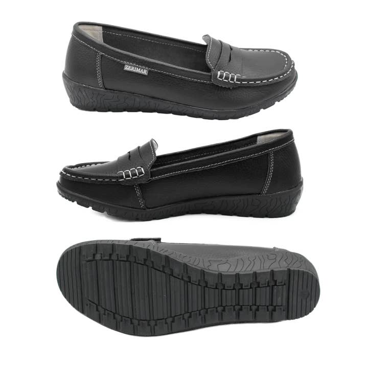 Zerimar Women's Leather Loafers - Comfort Dress Shoes, Black for wholesale on Faire1