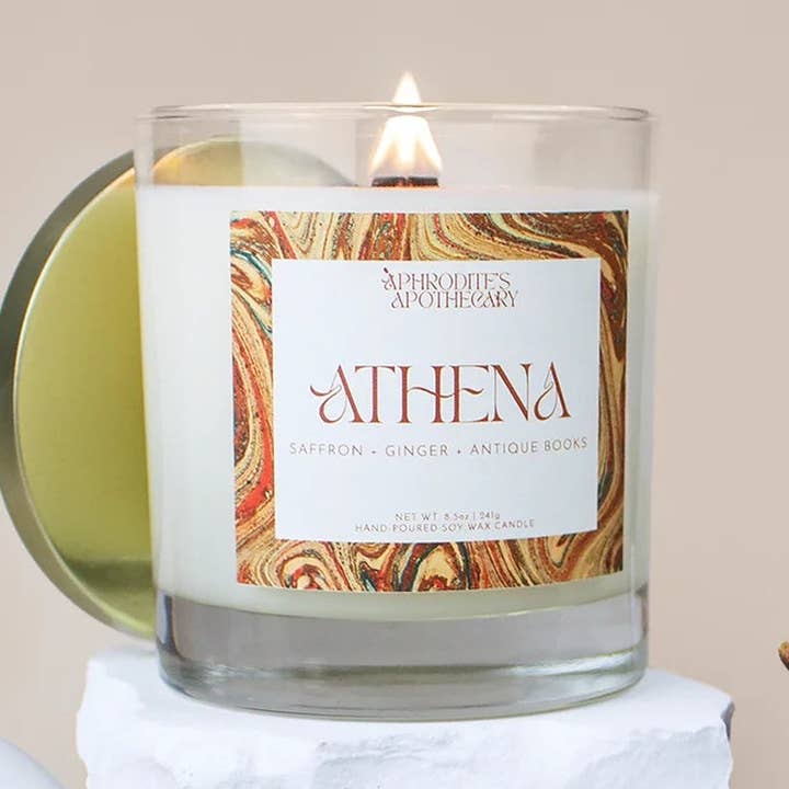 Athena Candle for wholesale by Aphrodite's Apothecary
