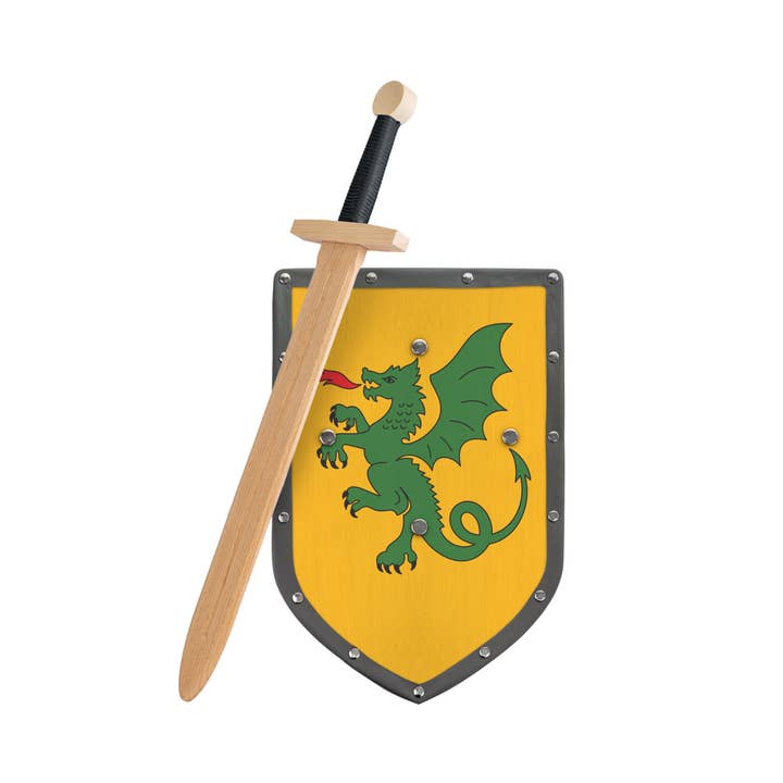 Challenge and Fun, Inc. – wholesale Wood toy – Child – Big Double-Edged w/ Straight Cross Guard and Shield