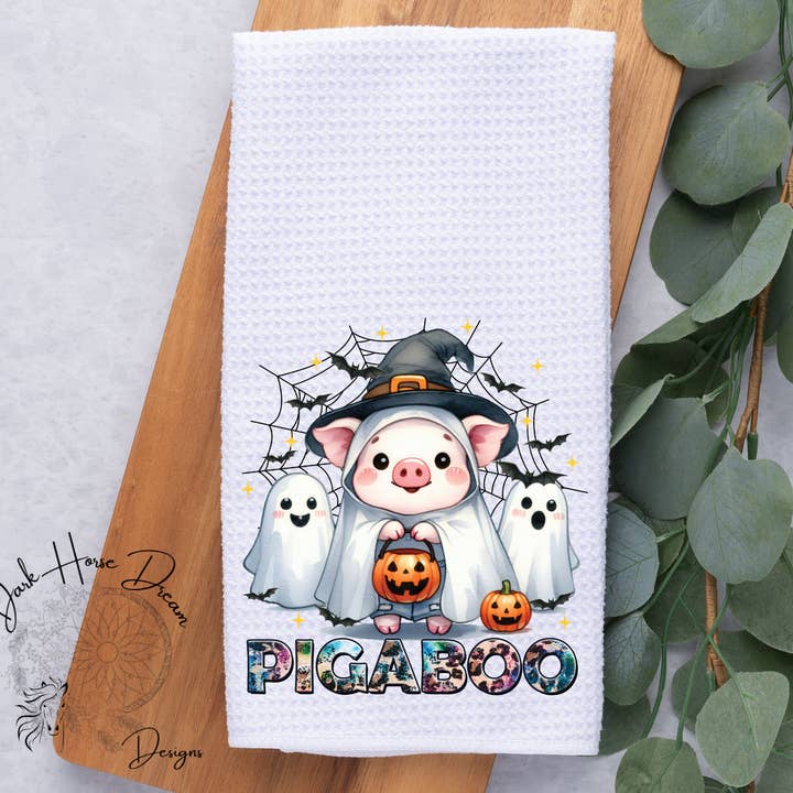 Pigaboo / Halloween / Pig Witch / Kitchen / Hand Towel for wholesale by Dark Horse Dream Designs LLC