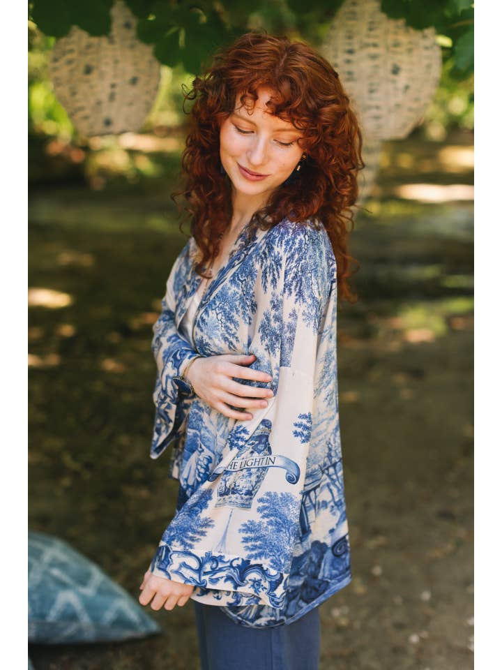 Market of Stars (USA) - Wholesale Kimono - Women's - Let The Light In Pixie Duster Cropped Kimono w/ Delft Print8