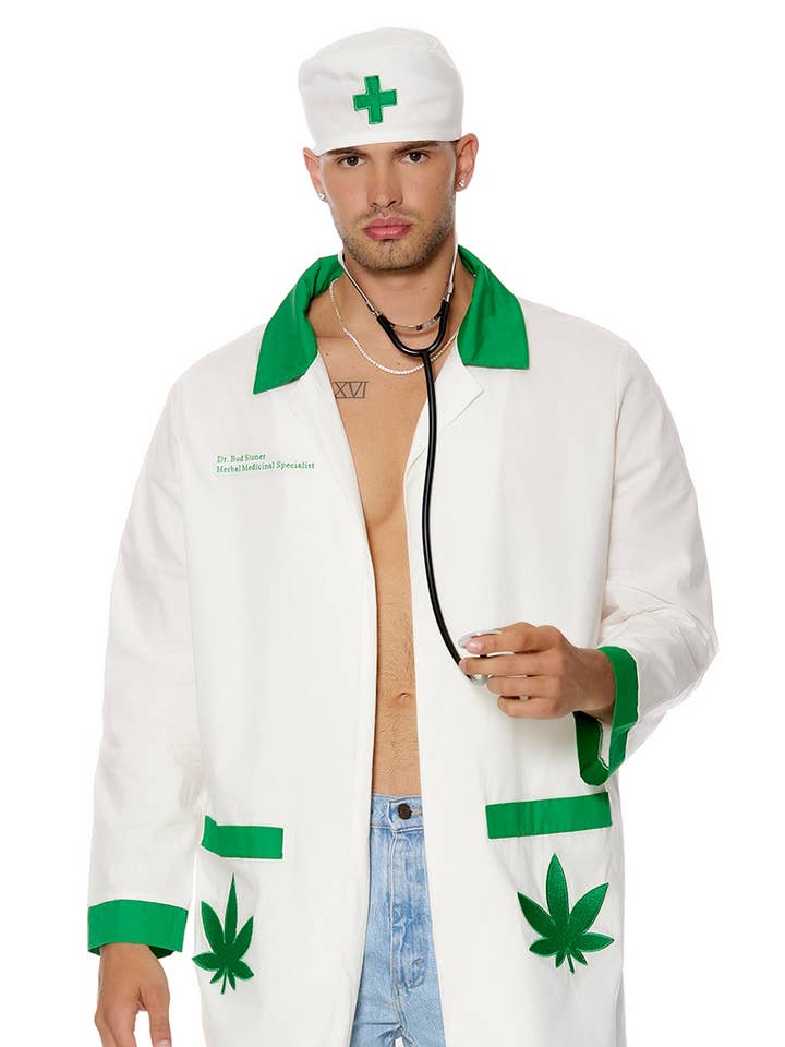 White Combo Dr. Bud Stoner Men's Doctor Costume for wholesale on Faire0