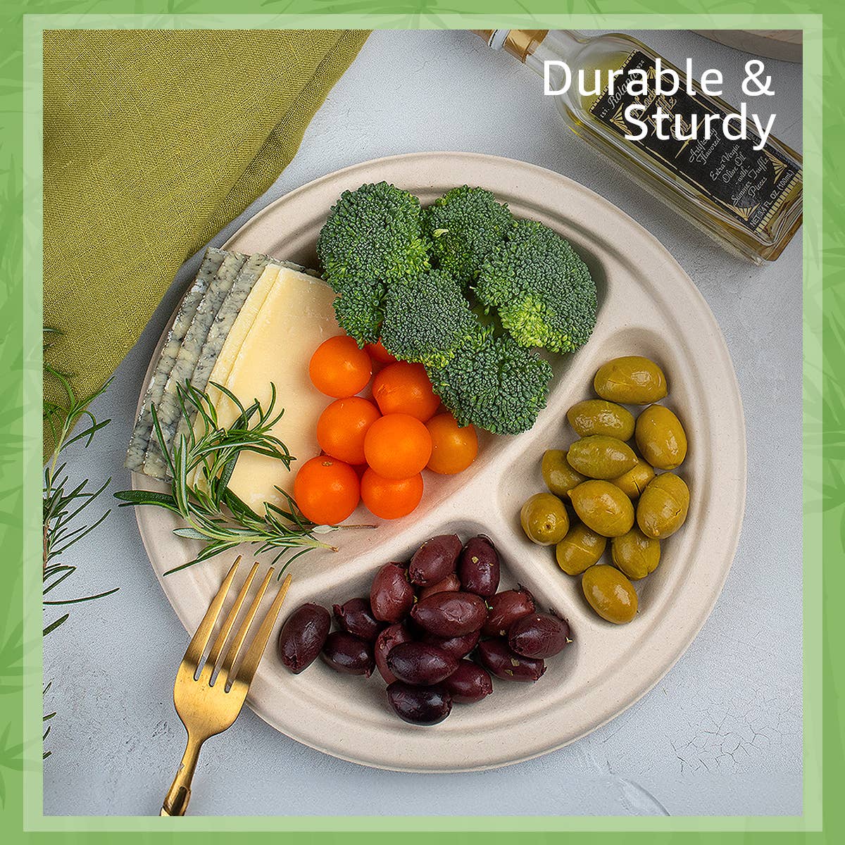 Ibambo - Wholesale Disposable Plate - Ibambo Bamboo Disposable Compartment Plates - 9" - 50 Pack2