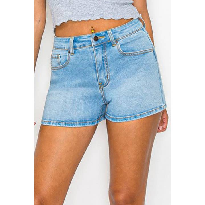 BASIC CLEAN HEM DENIM JEAN SHORTS for wholesale by UP CLOTHING
