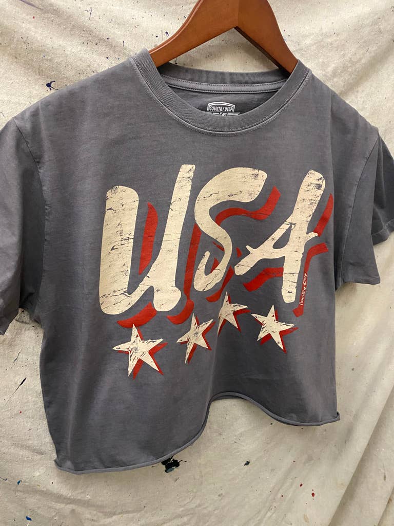 Country Deep Apparel - Wholesale Screen Printed T-Shirt - Women's - USA vintage Relaxed Crop T-shirt   9