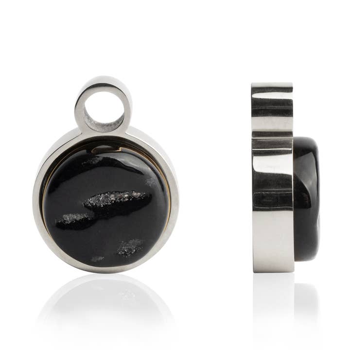 Pendientes de aro • plata/ónix negro para venta al por mayor de ALEXASCHA