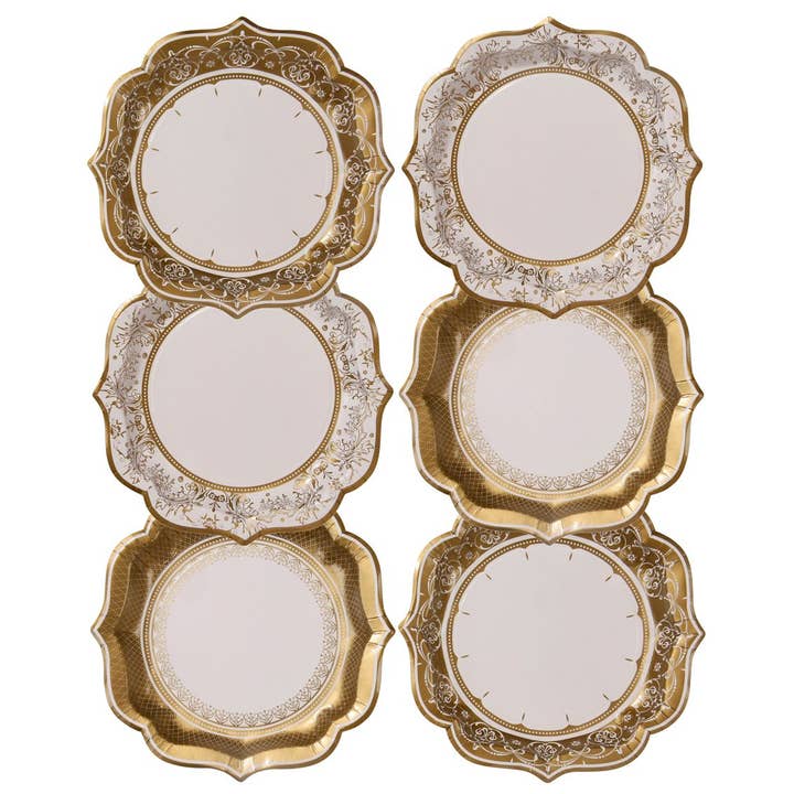 Talking Tables USA - Wholesale Disposable Plate - Gold Plates Medium - 12 Pack | Christmas Plates |2