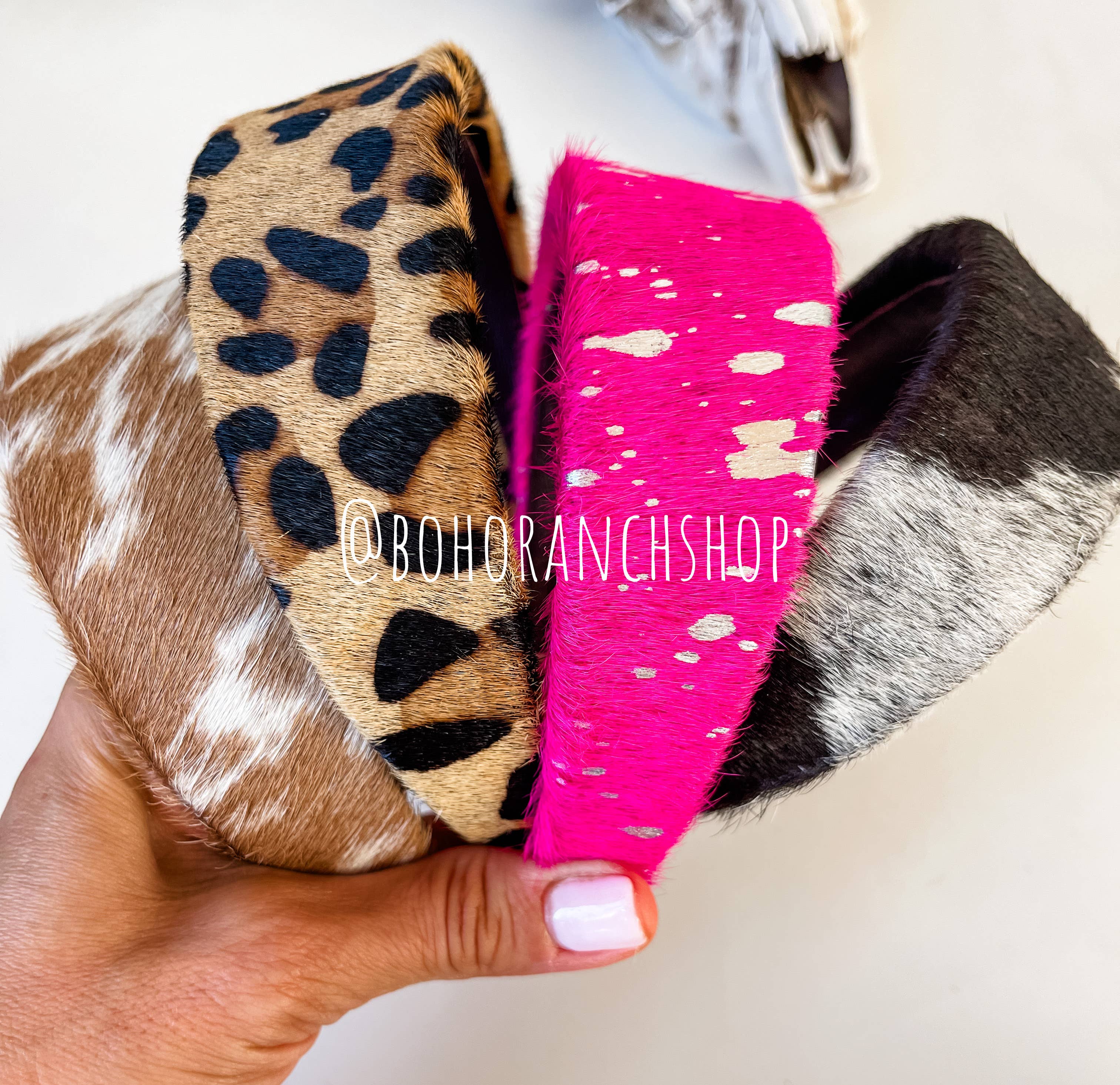 Boho Ranch Shop - Wholesale Fashion Headband - Women's - COWHIDE HEADBAND - genuine cowhide leather4