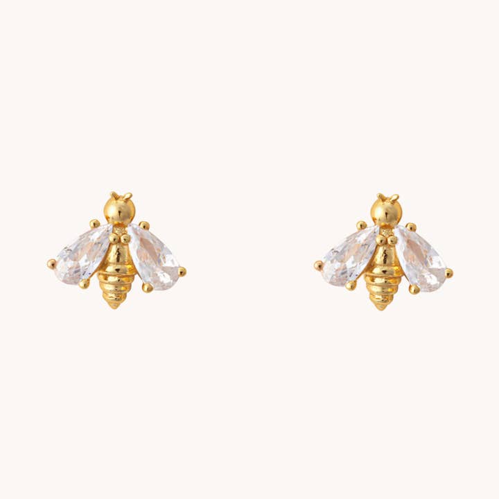 Gratinsta - Wholesale Stud/Post Earrings - Bee Gold Earrings - Nature Inspired, Botanical Jewelry0