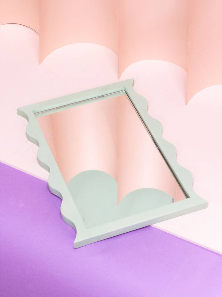 Mint Wavy Mirror for wholesale by Salt Studios
