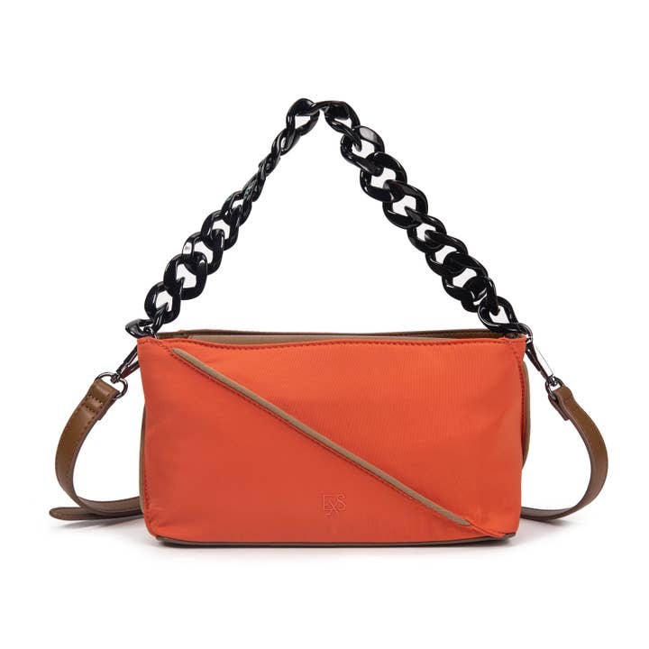 Nylon schouder- of crossbodytas Dina mandarijn voor wholesale door Excess Paris