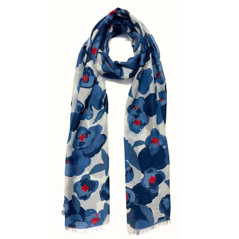 Humble Hilo – Cachecol - Mulher por atacado – Lenço Humble Hilo com arte de papoulas vetoriais0