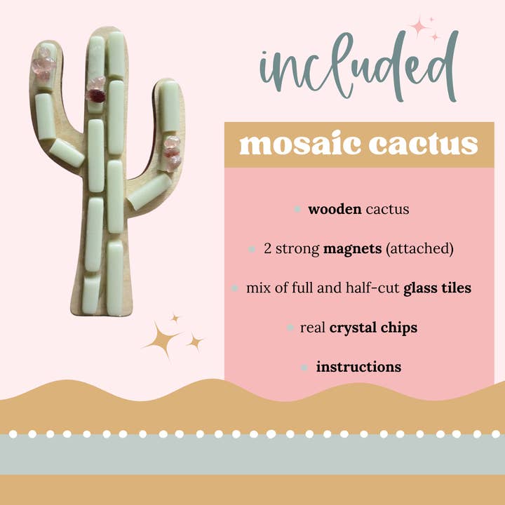 Mosaic Picnic - Wholesale Magnet - Mosaic DIY Crarft Kit: Cactus with Glass Tiles and Crystals1