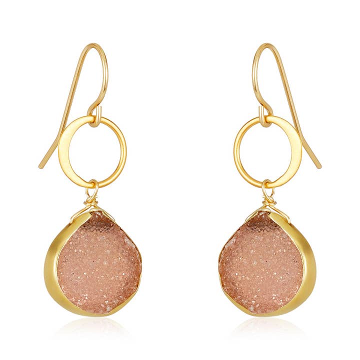 Blue Moon Druzy Oorbellen voor wholesale door Mabel Chong