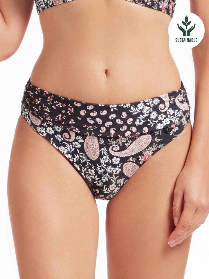 Klassische Hose mit süßem Paisleymuster, schwarz für den Großhandel von Sunseeker