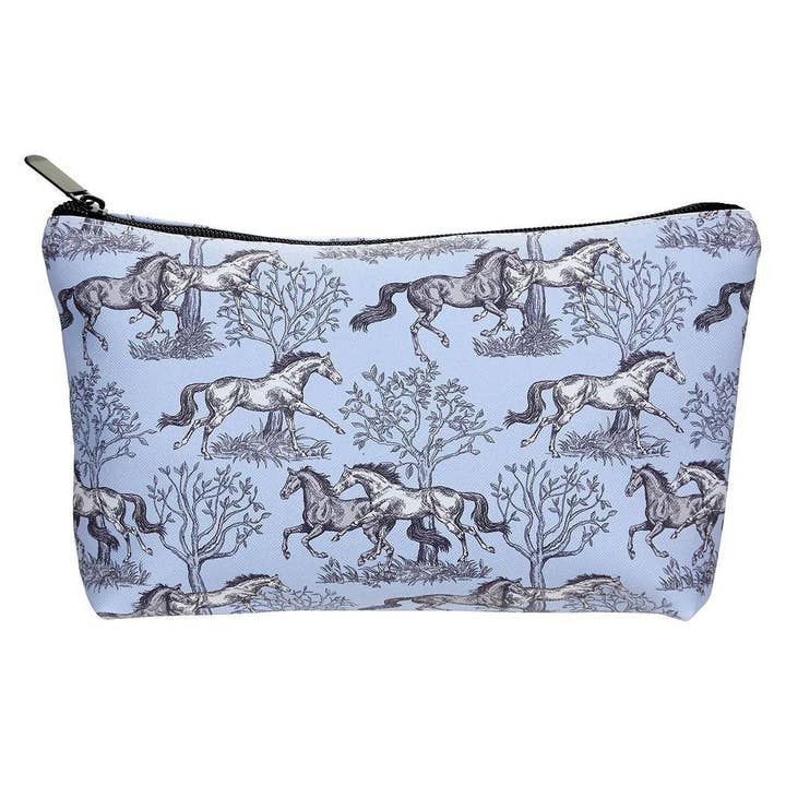 AWST Int'l "Lila" Blue Toile Medium Cosmetic Pouch for wholesale by AWST Intl